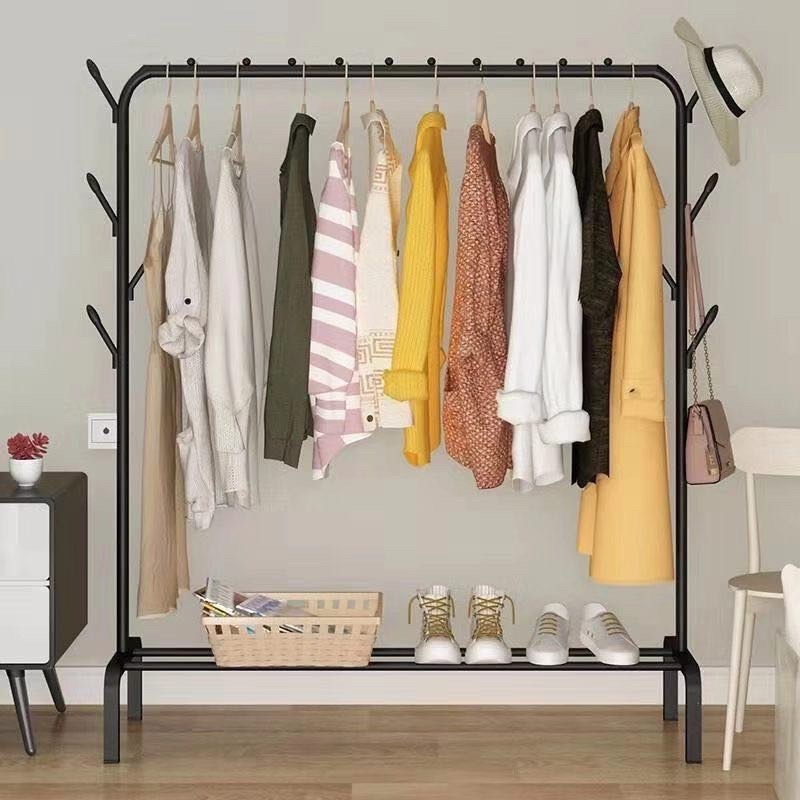 Gantungan baju rak baju rak jemuran portable Stand Hanger Single Besi Kuat Butik Display Gantungan B