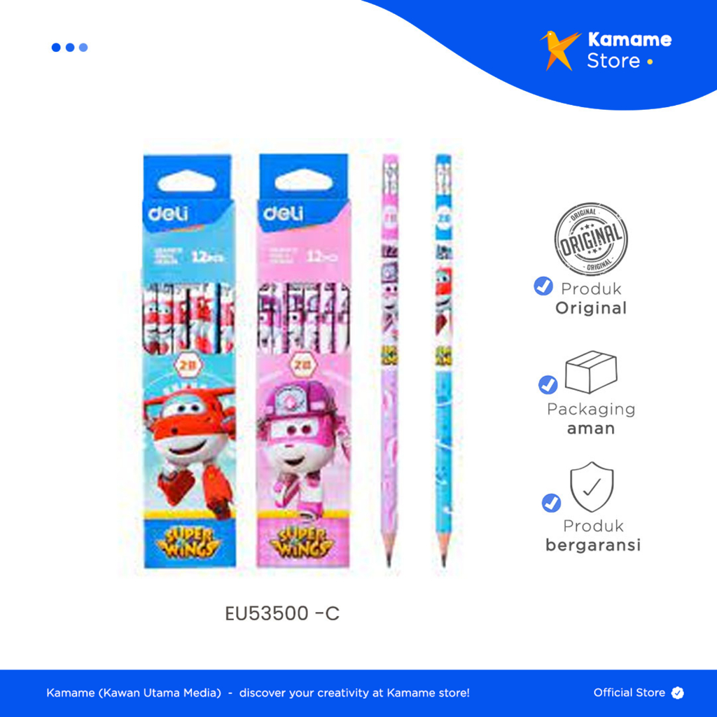 

Deli Graphite Pencil - Super Wings Pensil 2B 12pcs Box U53500 - Kamame