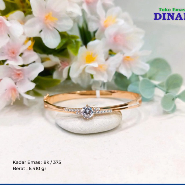 GELANG OVAL BATU PUTIH -EMAS MUDA -8K/375