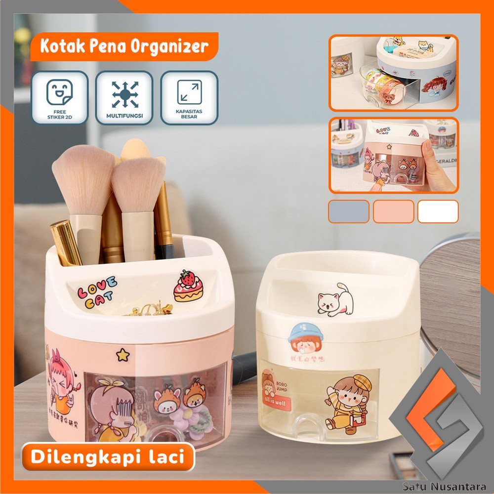 

SN-C970 Tempat Pena dengan Laci Desk Storage Organizer Tempat Alat Tulis Aesthetic Lucu / Pen Holder Kotak Penyimpanan Pulpen Brush Makeup Multifungsi / Kotak Pensil Rak Kosmetik Import