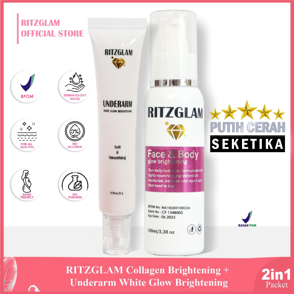 RITZGLAM Collagen Brightening Face & Body + Underarm White Glow Brightening
