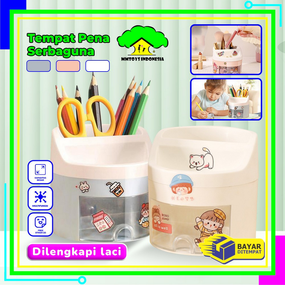 

MI-C970 Tempat Pena dengan Laci Desk Storage Organizer Tempat Alat Tulis Aesthetic Lucu / Pen Holder Kotak Penyimpanan Pulpen Brush Makeup Multifungsi / Kotak Pensil Rak Kosmetik Import