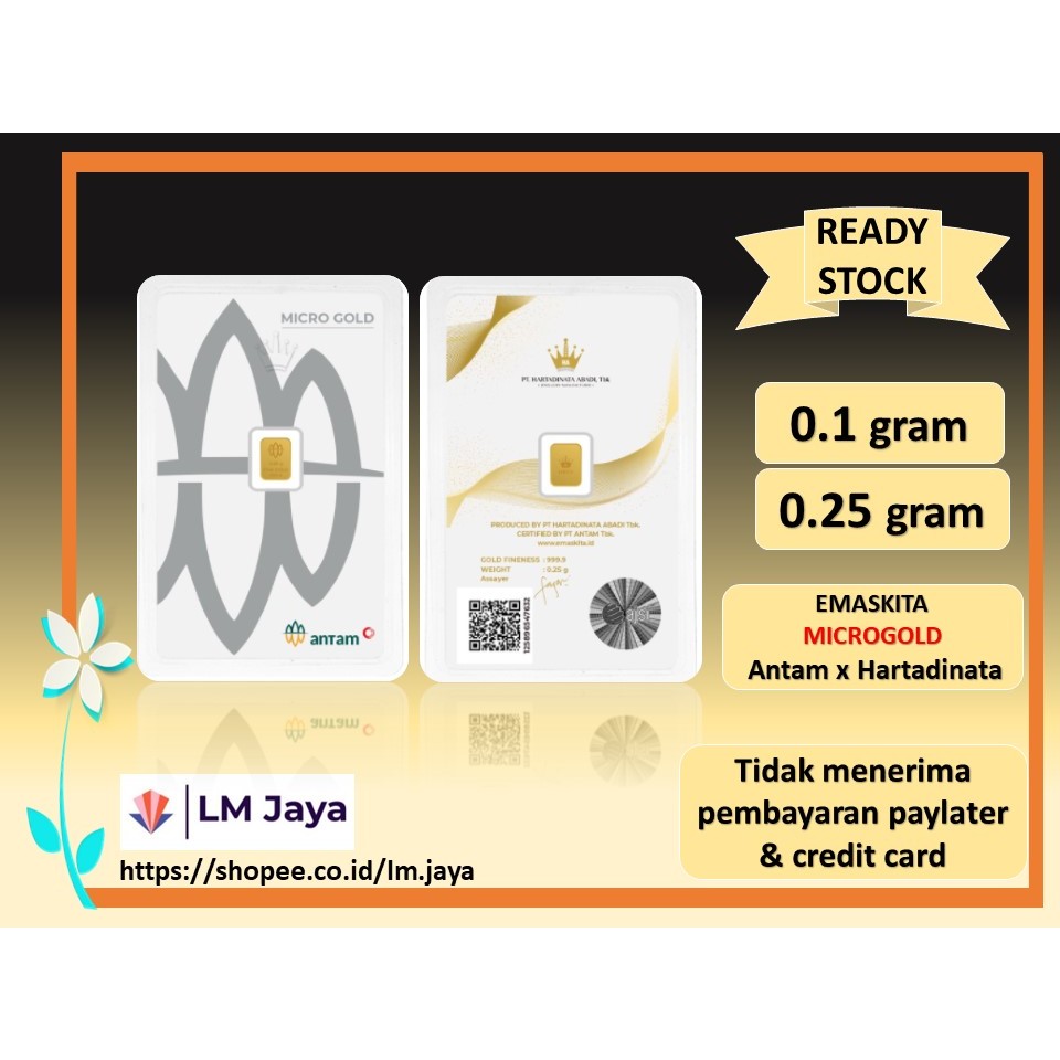 Micro Gold ANTAM  Hartadinata 0.25 gram Micro Gold  Premium 0.1 gram Micro Gold Premium 0.25 gram