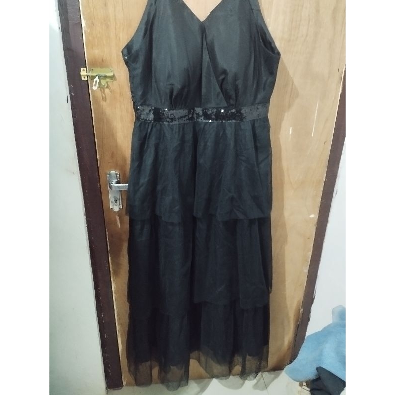 shein curve long dress black Rare bigsize