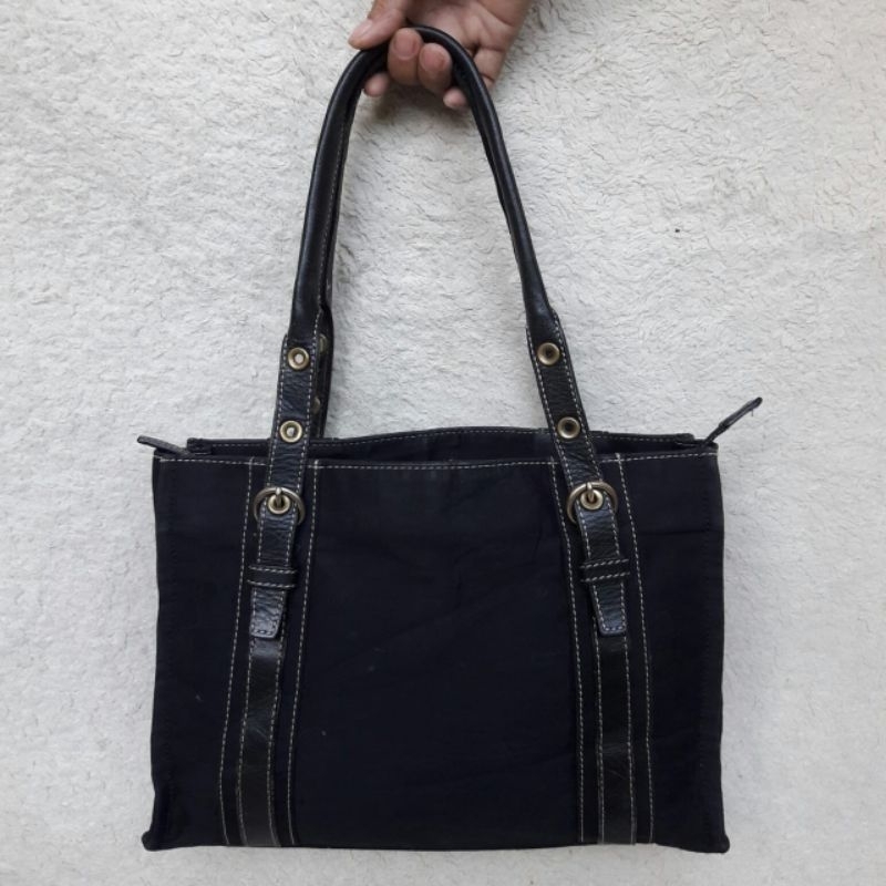 Tas Comme Ca Du Mode Tote Bag Kanvas Mix Kulit Asli