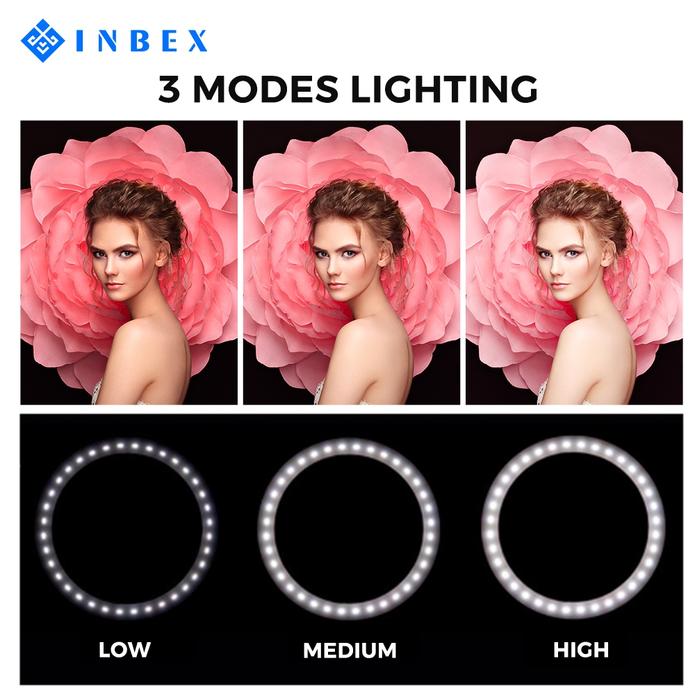 INBEX Ring Light+Overhead Cantilever Stand Tripod Handphone LED Lampu Konten Selfie Video Fotografi Image 3