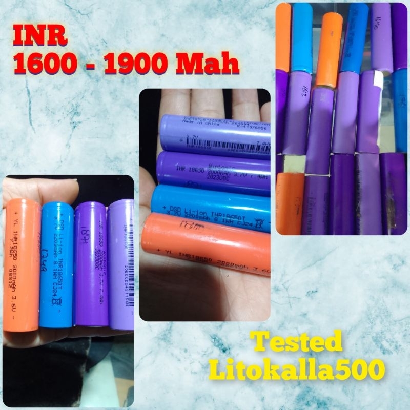Baterai bekas laptop Type INR 18650 Real 1600-1900 Mah