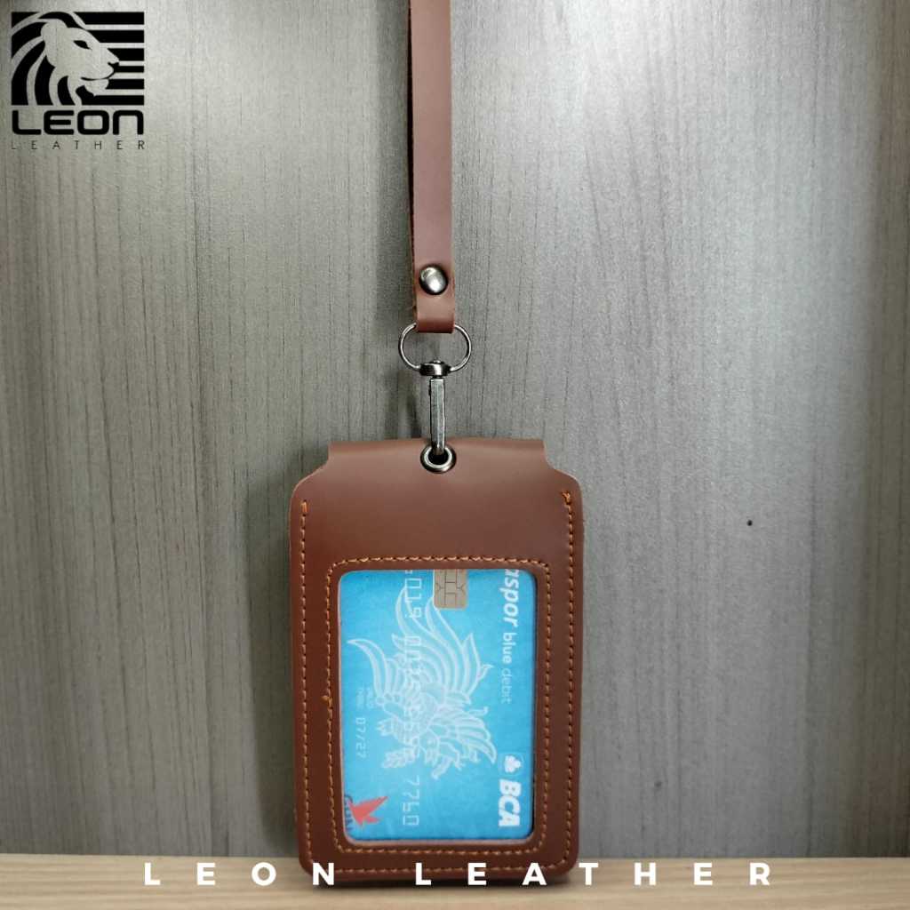 

Name Tag Id Card kulit 4 Slot Card ID Card Holder Double Flip Magnet