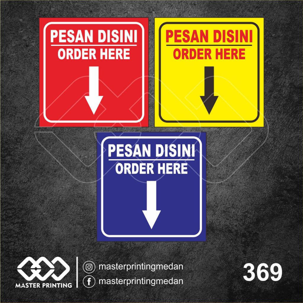 

369 - Stiker Pesan di Sini, Order Here, Sticker Vinyl, Premium, Tahan Air, Termurah, dan Bisa Custom