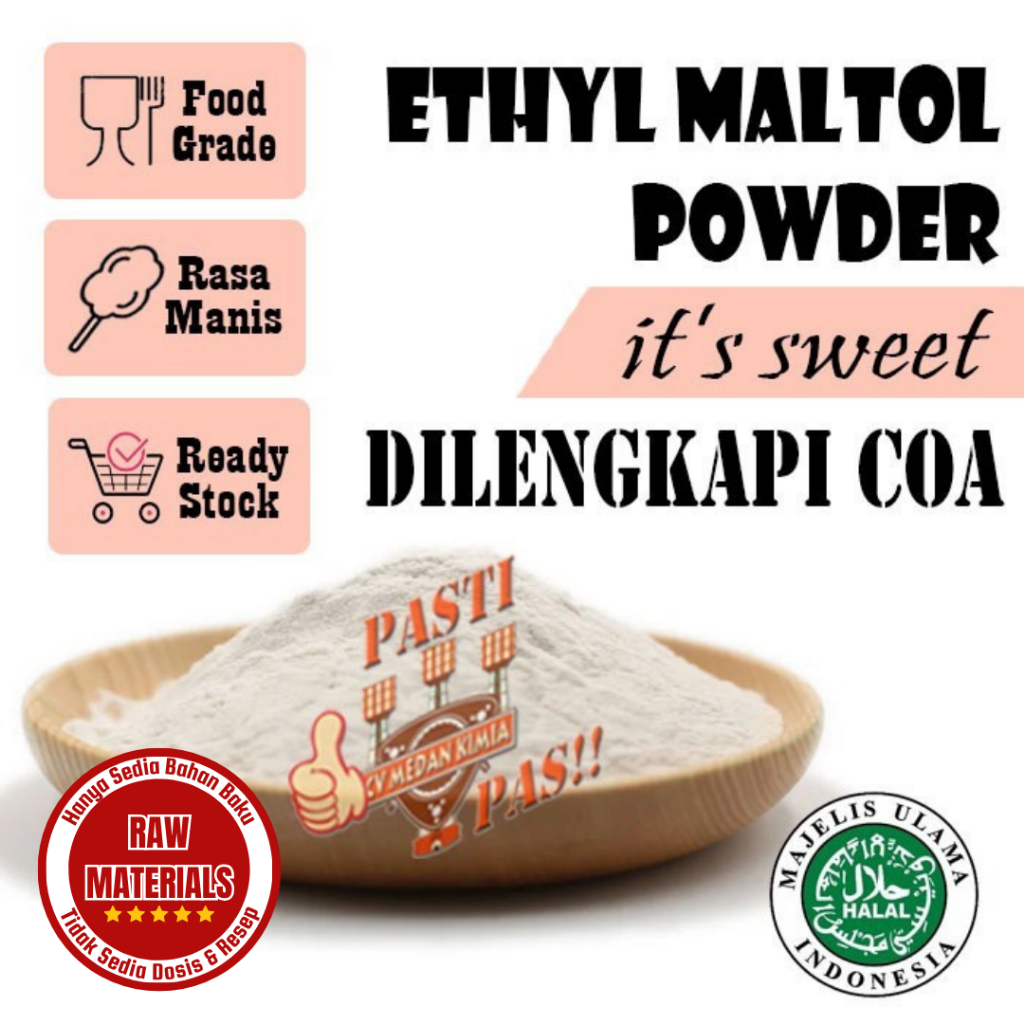 

Bubuk Penguat Rasa Ethyl Maltol Powder Impor Essence Food Grade 250gr ORIGINAL bahan Pemanis permen kapas Etil Maltol Bubuk