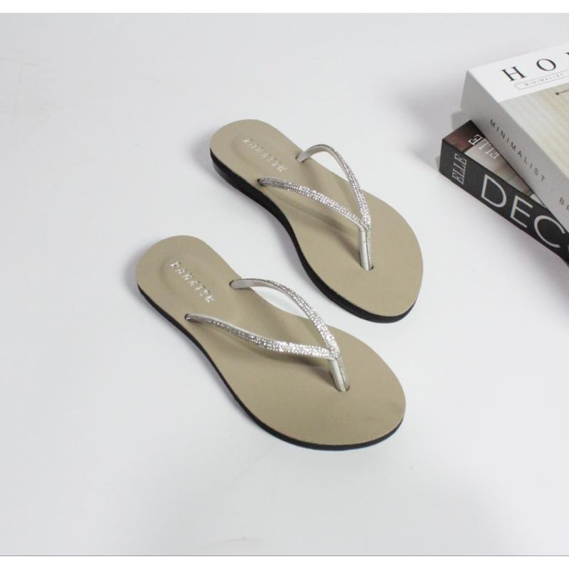 Sandal Jepit mutiara Karet Wanita korea Lily