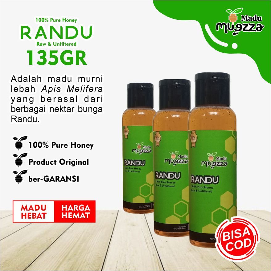 

MADU RANDU Grade A uk. 135GR , 100% PURE NATURAL HONEY , Madu Muezza MADU ASLI MURNI ALAMI dari NEKTAR BUNGA RANDU