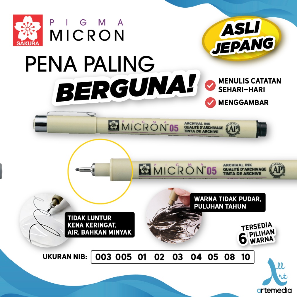 

ART J58X Drawing Pen Sakura Pigma Micron 1 2 3 4 5 8 Pigment Ink Pulpen Gambar Bisa untuk menulis Rapor dan Ijazah