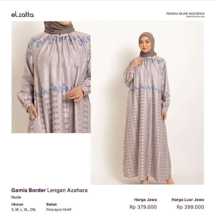 ELZATTA GAMIS MOTIF TERBARU - GAMIS LENGAN BORDIR AZAHARA
