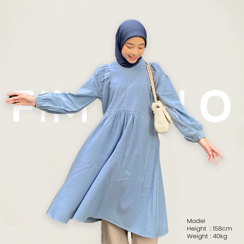DISKON Fimelo Tunik Wanita Polos  Risya Tunik Tunik Lengan Panjang