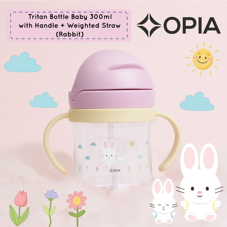 Opia Tritan Baby 300ml - Rabbit Weighted Straw Bottle with Handle
