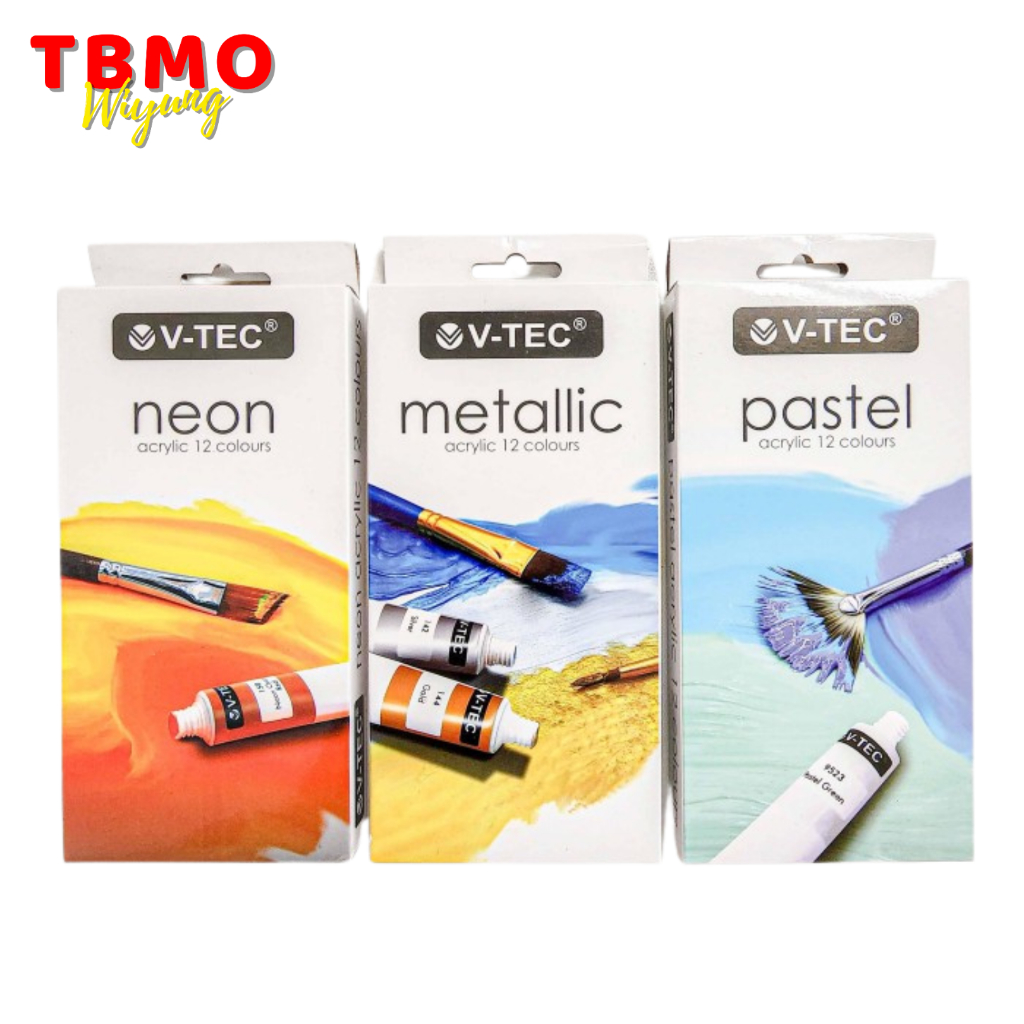 

TBMO V-TEC Acrylic Color Pastel Neon Metalic Cat Akrilik Isi 12 Warna