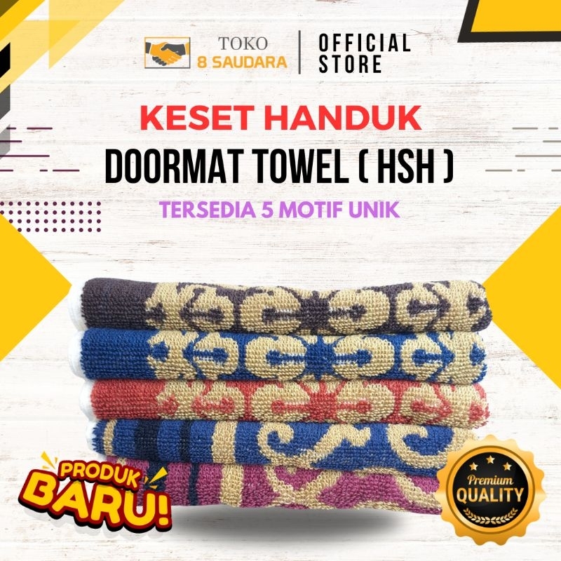 Keset Handuk HSH/ Doormat Kamar/ Keset Model Handuk Aneka Motif/ Keset Tipis Antilicin Bahan Katun/ 