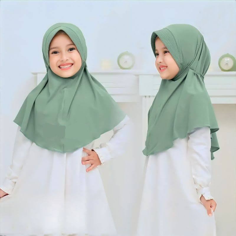 Jilbab tali ulir anak/hijab tali kepang KIDS /kerudung bergo ped ropel/ hijab ropel anak