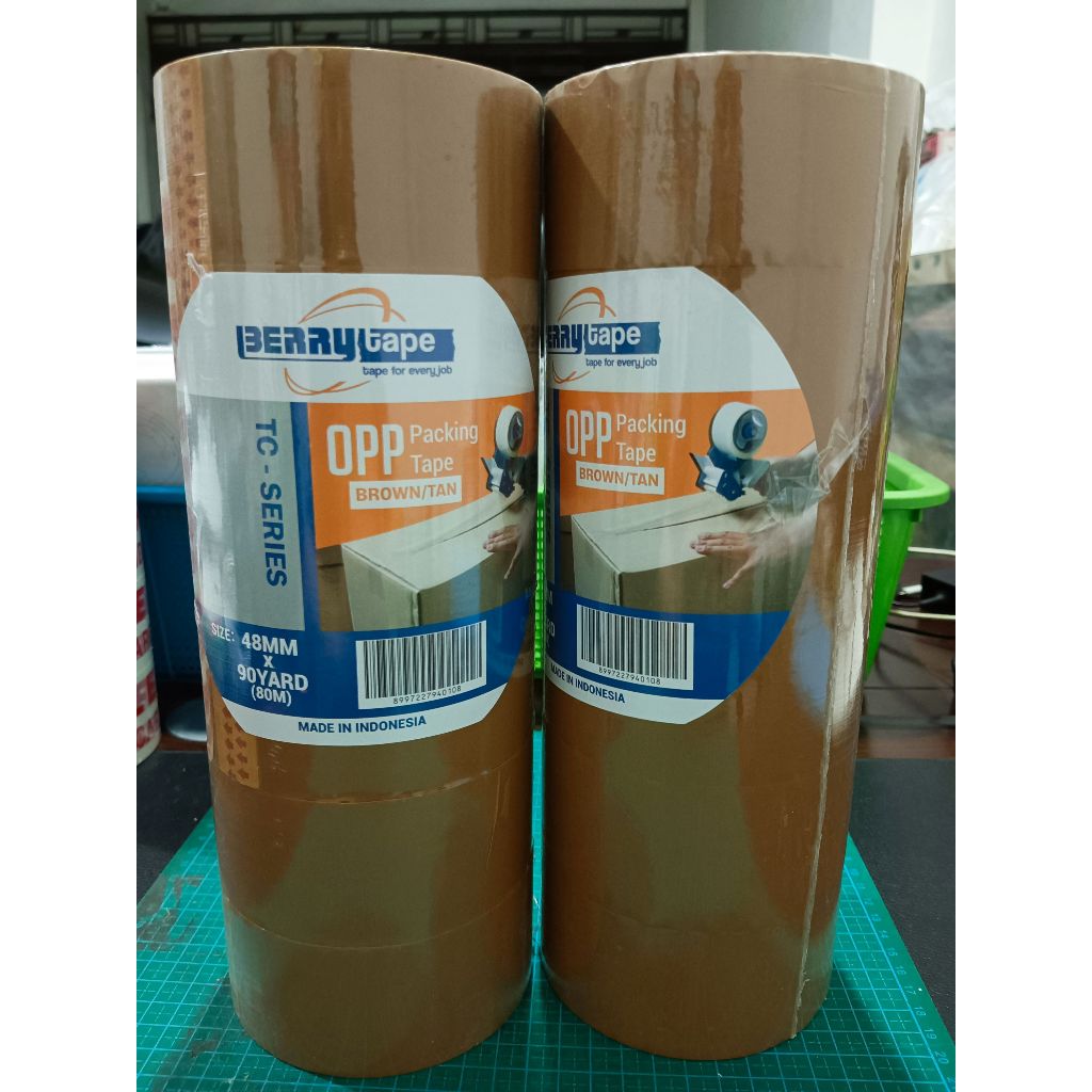 

LAKBAN COKLAT OPP BERRY TAPE SELOTIP 1 PACK ISI 6 ROLL UK 48 MM X 90 YARD