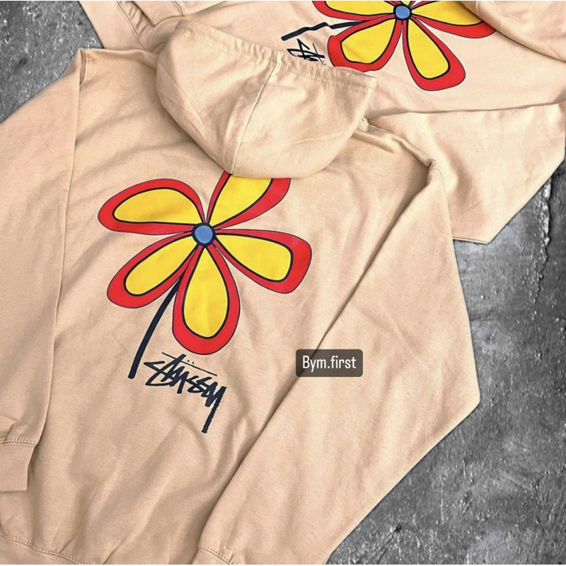 BYM HOODIE STUSSY CREAM HOODIE STUSSY FLOWERS