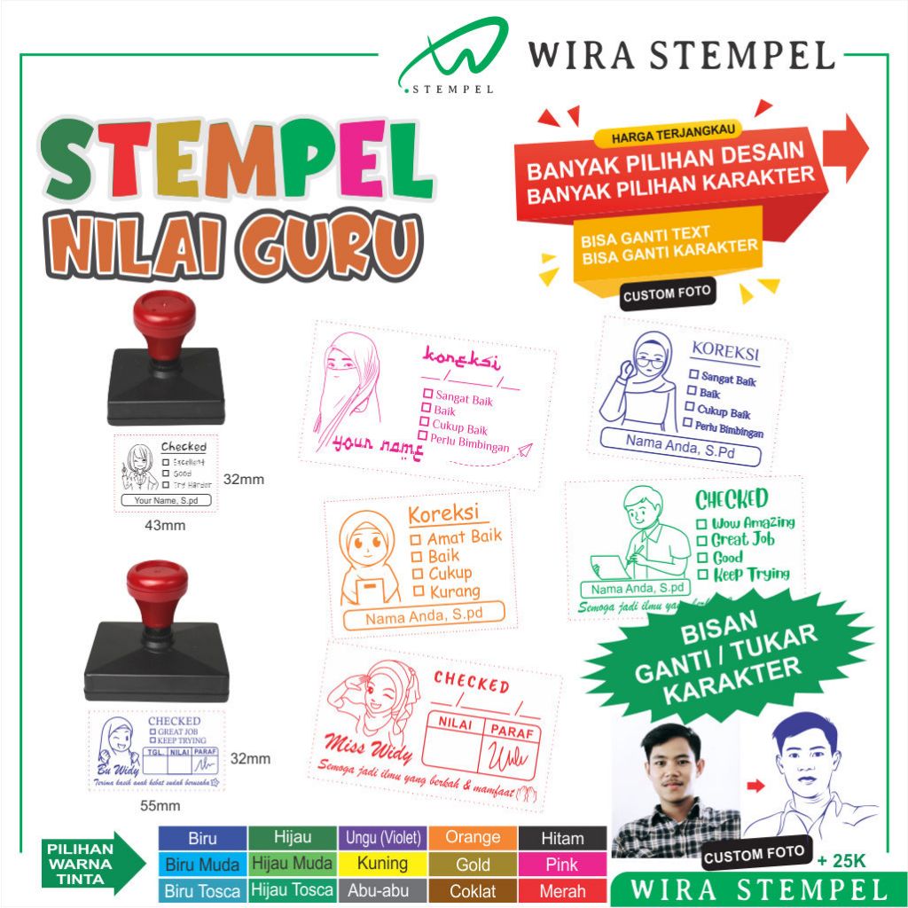 

Custom Stempel Nilai Guru Cap Koreksi Stampel Penilaian Stamp Checked