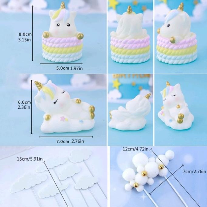 Topper Paket Unicorn Set (9pcs/set)Topper Kue Design Unicorn Paketan