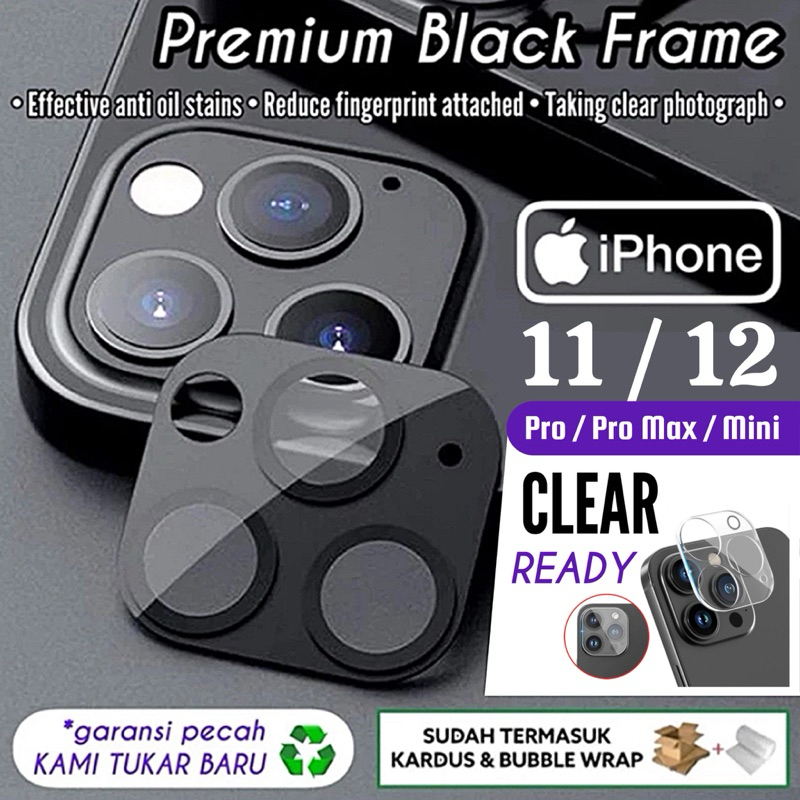 [COD] Anti Gores Kamera Black / HD Clear iPhone 11 12 Mini Pro Max Diamond Glass Full Premium Rear B