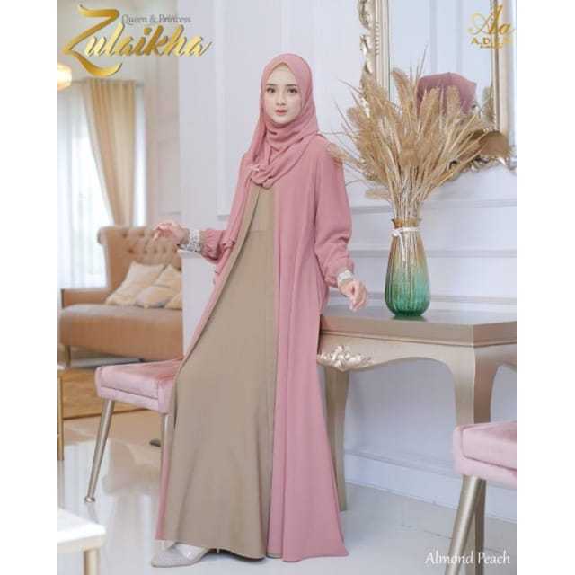 zulaekha mom size L almond peach  dress only