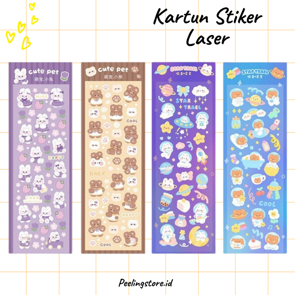 

COD Kartun Stiker Laser DIY Bahan Scrapbook Tahan Air Dekorasi Stiker Pola Kecil-GS