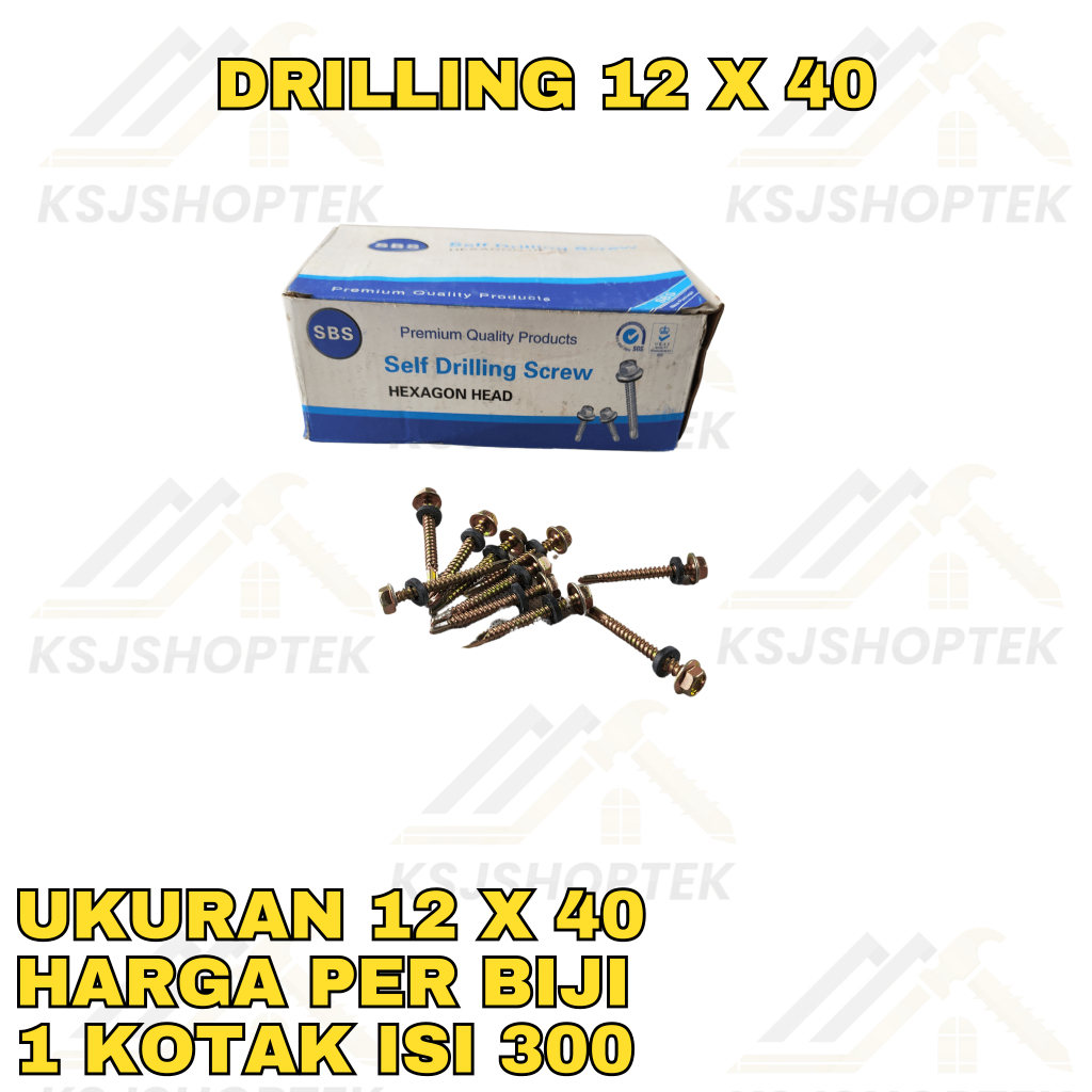 Drilling 12 x 40 SBS Kuning Self Screw Baut Roofing Galvalum Canal C