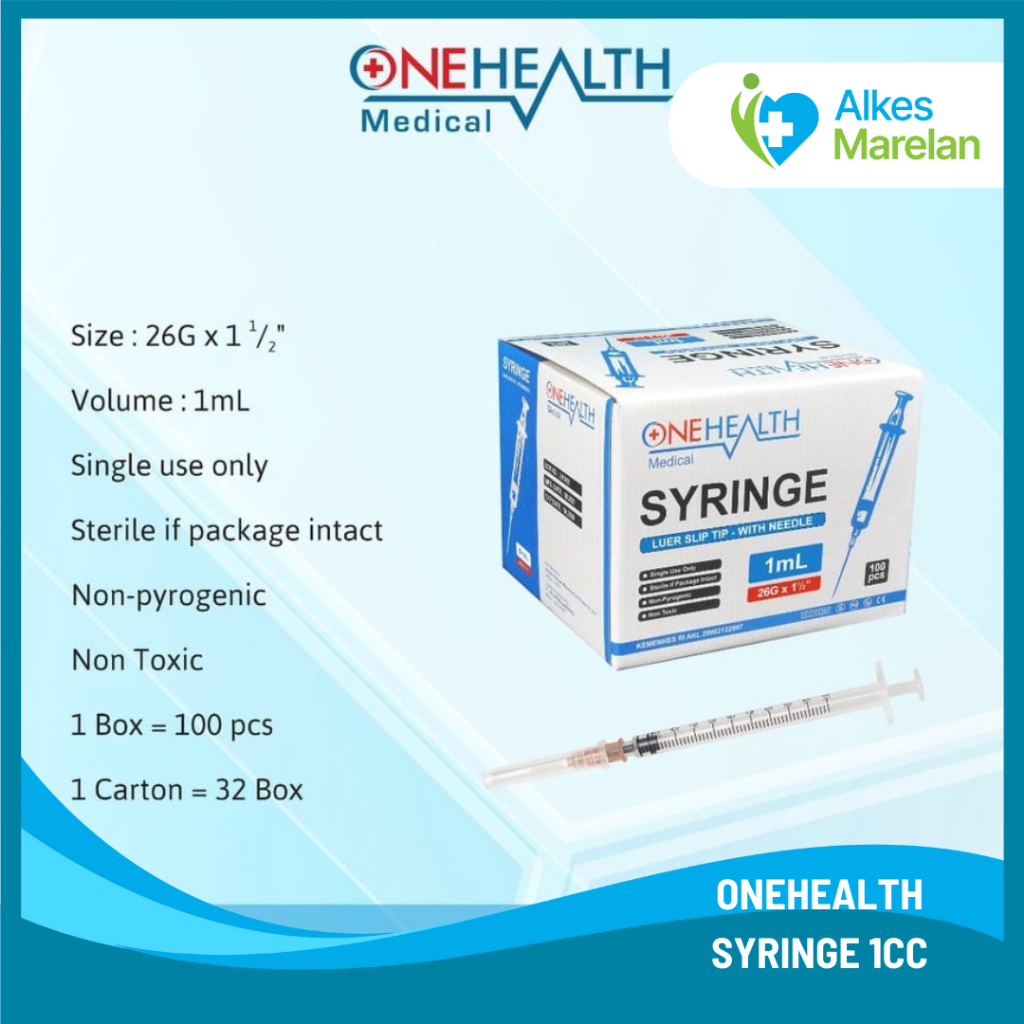 ONEHEALTH - Syringe 1cc per pcs / Jarum Suntik 1ml Luer Slip