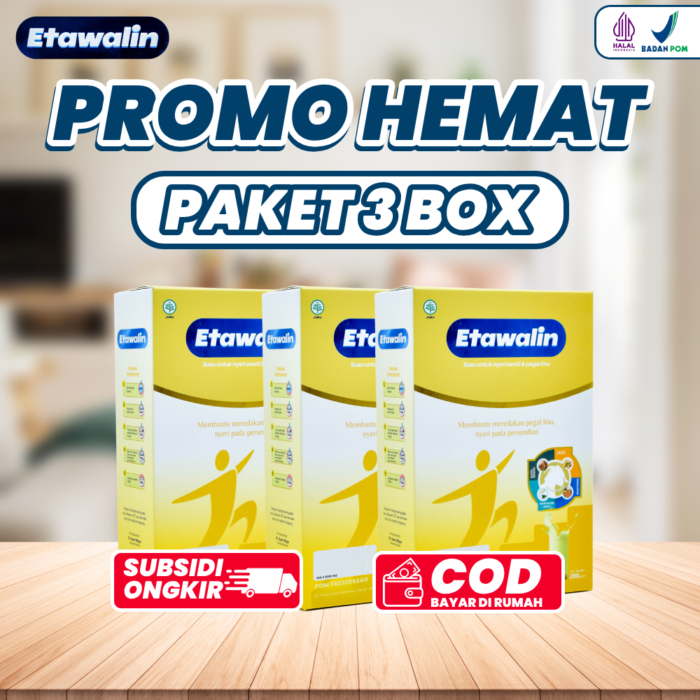 

PROMO HEMAT 3 BOX ETAWALIN ORIGINAL SUSU KAMBING ETAWA ATASI MASALAH TULANG NYERI SENDI ASAM URAT JAGA KESEHATAN TULANG HALAL BPOM GRATIS ONGKIR COD