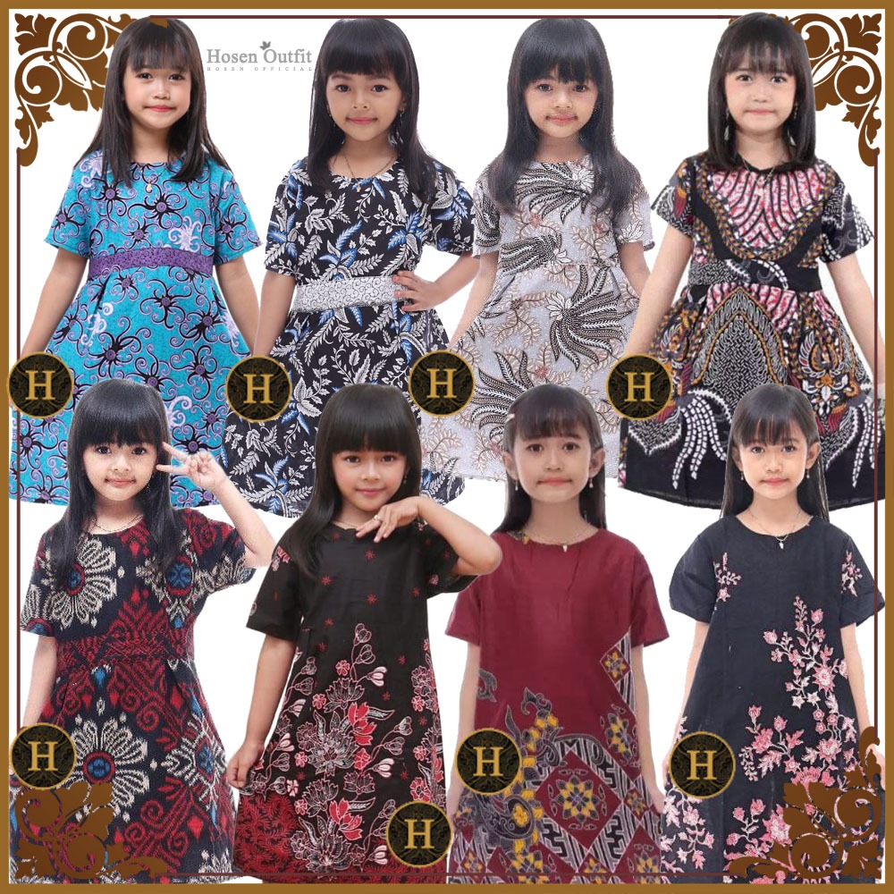 Dress / Dres Tunik Batik Anak Perempuan Cewek Berkualitas Motif Terbaru 1-12 Tahun