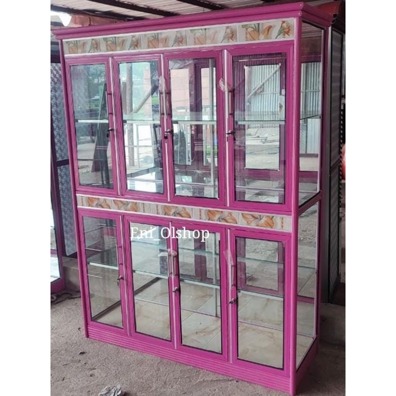 PROMO - LEMARI HIAS 4 PINTU, PINK, GOLD, LEMARI HIAS TERBARU, ALUMUNIUM, KACA, PALEMBANG
