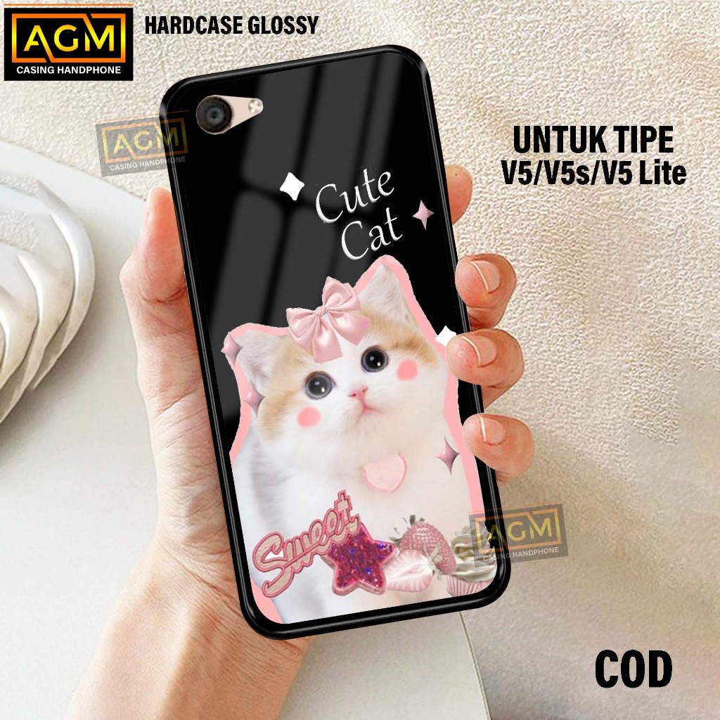Case Vivo V5/V5s/V5 Lite - New Case Glossy casing Hp V5/V5s/V5 Lite [Motif CUTE CAT] - AGM Case soft