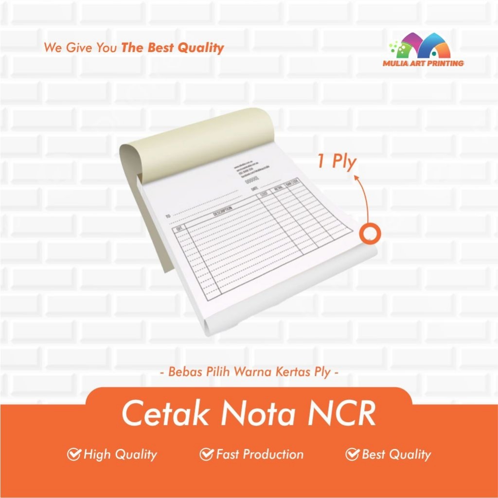 

CETAK NOTA 1 PLY NCR , NOTA TOKO/NOTA KONTAN/NOTA PENJUALAN/NOTA LAUNDRY/NOTA CUSTOME TERMURAH