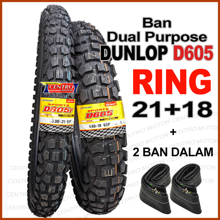 Dunlop D605.Paket Ban Dual purpose CRF, KLX BF, WR155.Ring 21+18.