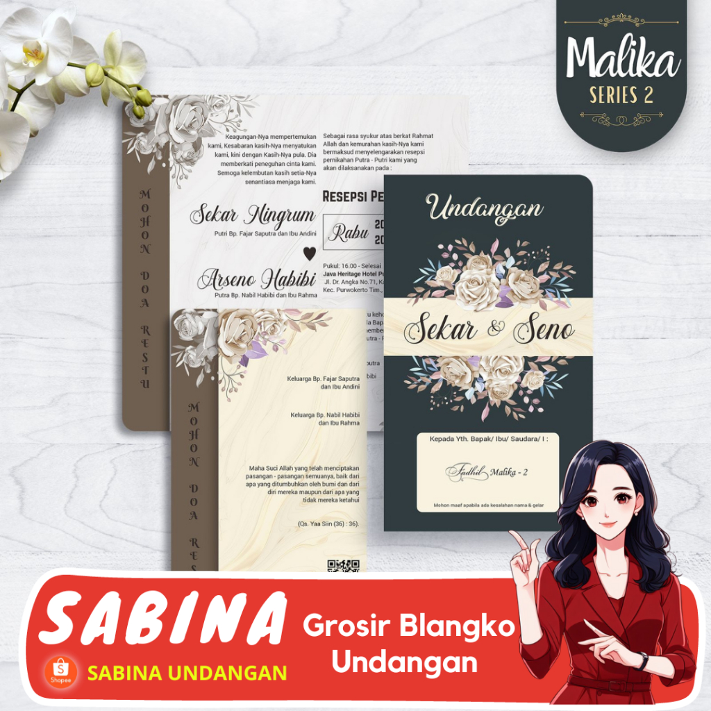 BLANGKO UNDANGAN PERNIKAHAN ATAU KERTAS UNDANGAN FADHIL MALIKA 2 | SABINA UNDANGAN | UNDANGAN NIKAH 