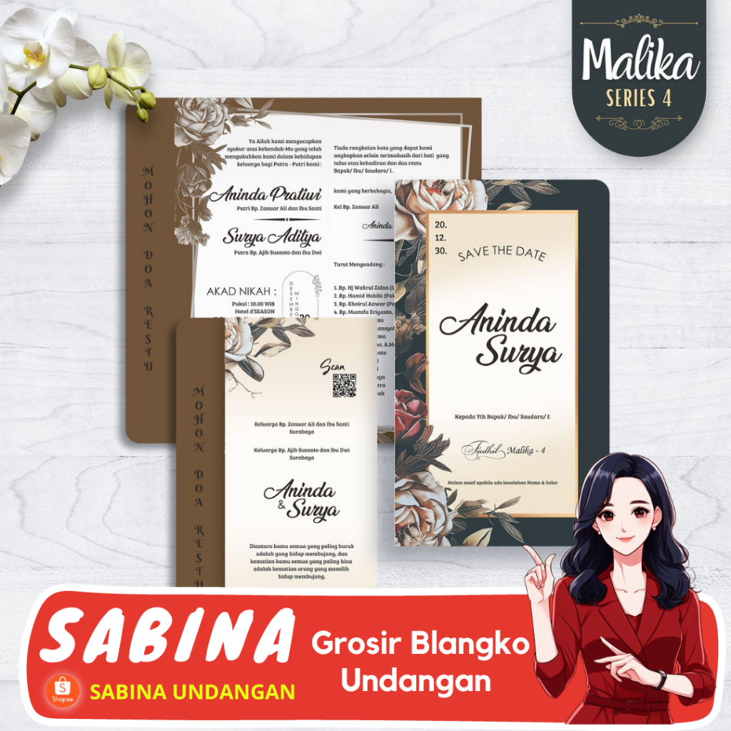 BLANGKO UNDANGAN PERNIKAHAN ATAU KERTAS UNDANGAN FADHIL MALIKA 4 | SABINA UNDANGAN | UNDANGAN NIKAH 