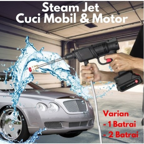 Mesin Alat Steam Jet Cuci Mobil & Motor / Portable Wireless 1 Baterai/ Alat Cuci Mobil Motor Jet Was