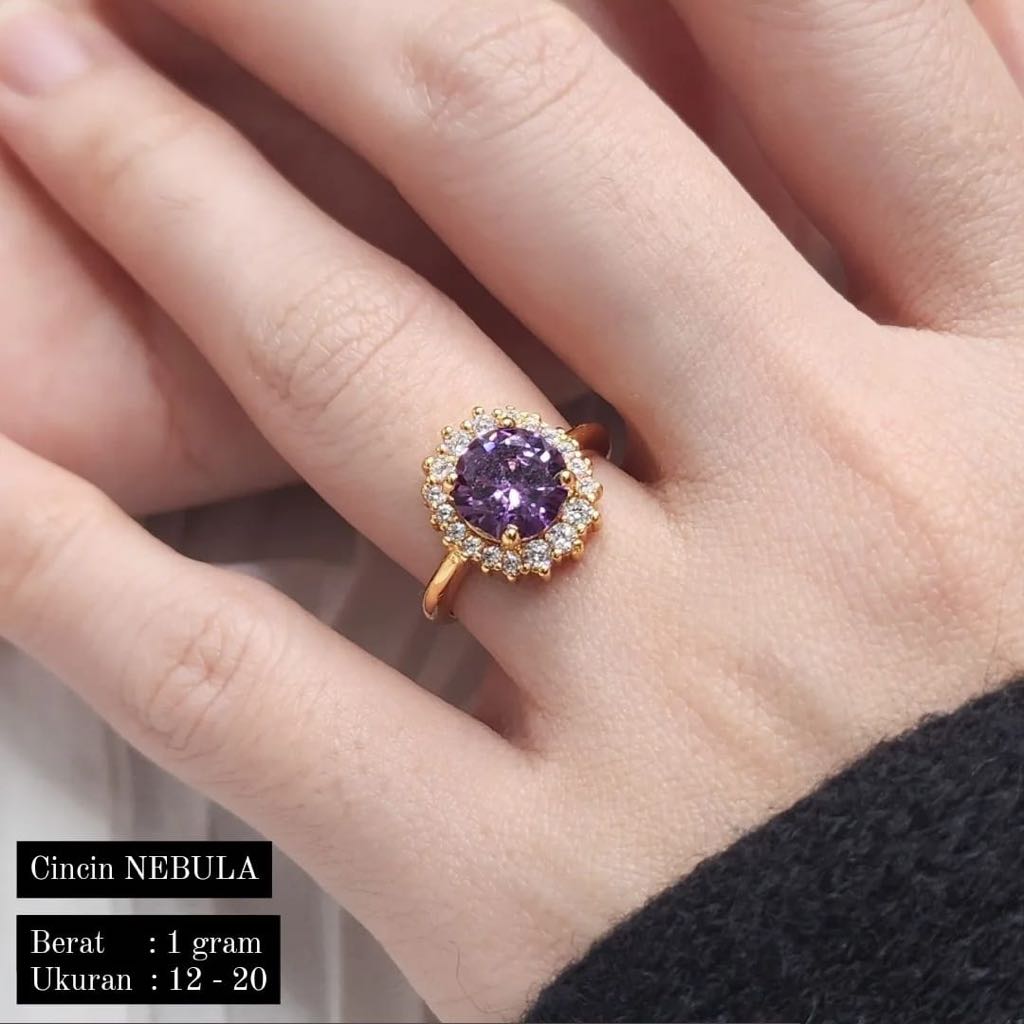 Cincin Nebula Cincin Dewasa Emas Muda 1 Gram