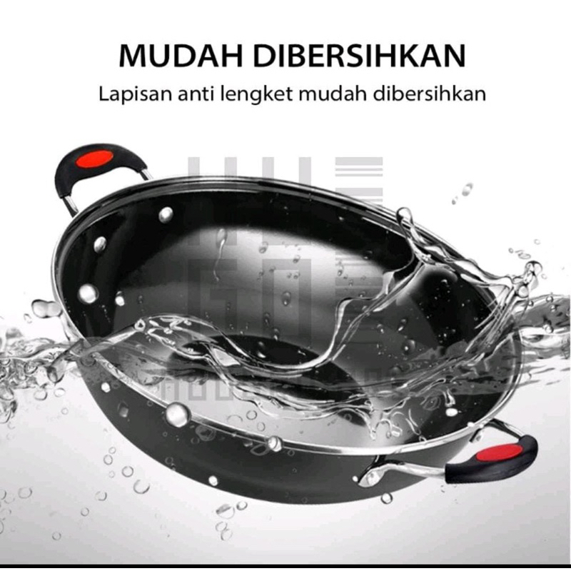 Wajan Enamel  Kuali Wok anti lengket Penggorengan serbaguna