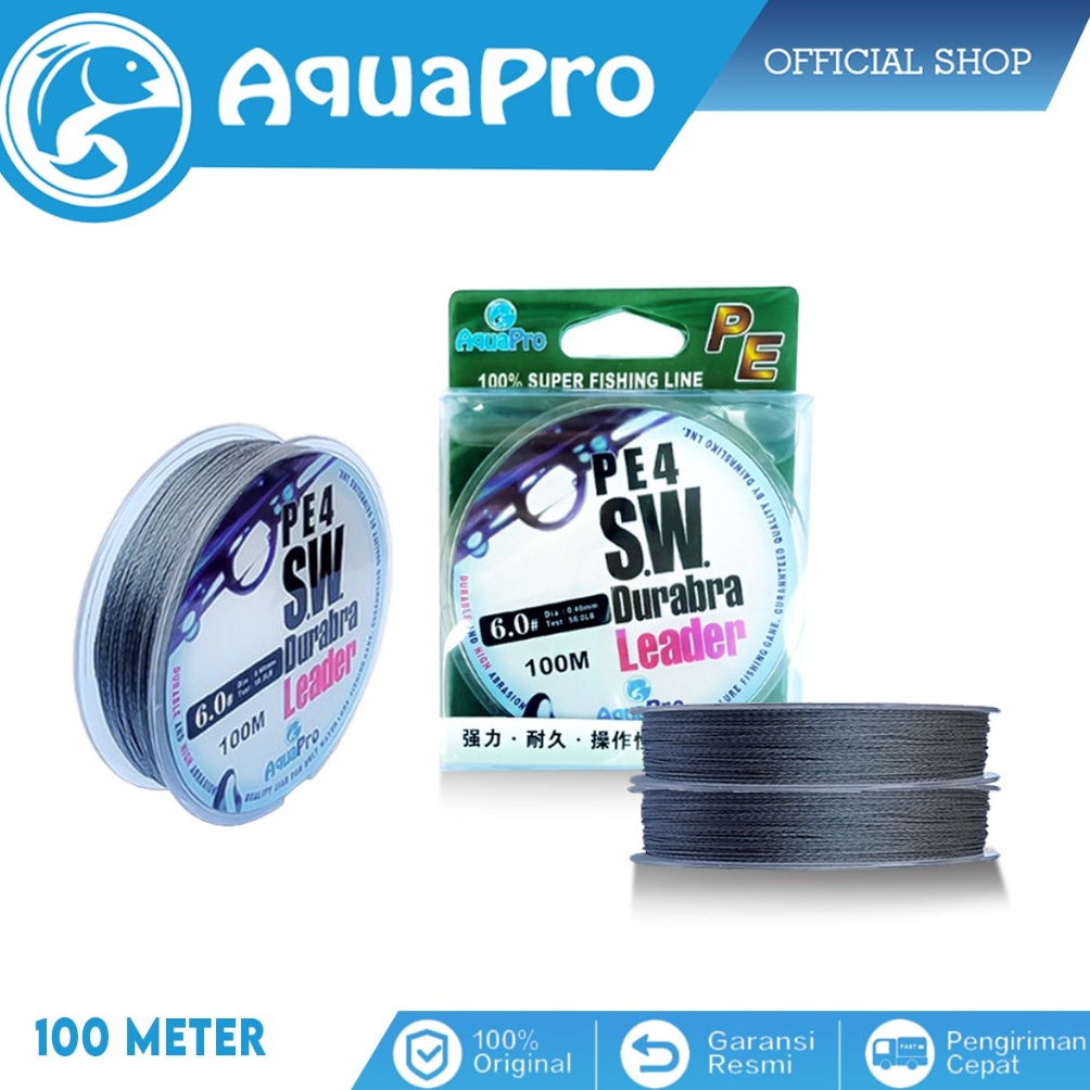ljStok Banyak Aquapro Senar Pancing PE 4 Helai Senar PE Anyaman Anti Abrasi dan Kusut 1M Fishing Lin