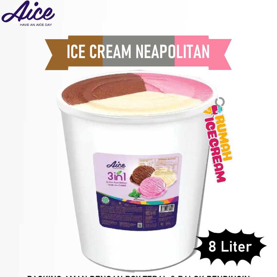 

YQMQ4358 Penjualan TerbaikCOD Ice Cream Neapolitan 8 Liter Aice