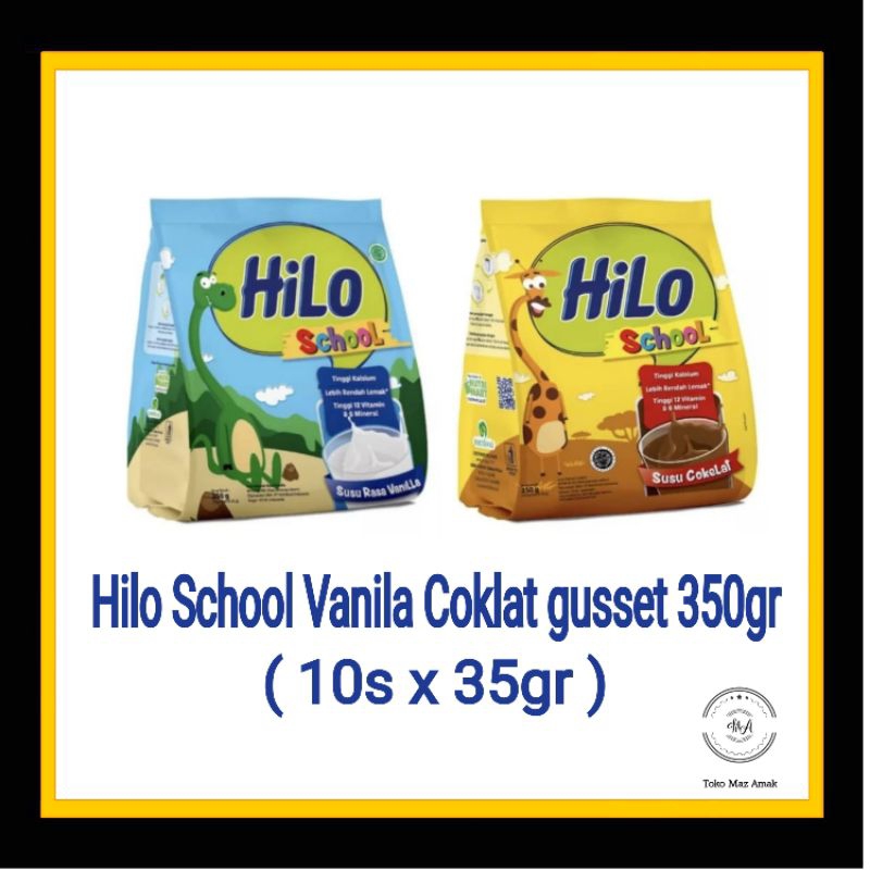 

Hilo school gusset coklat vanila 350gr isi 10 sachet