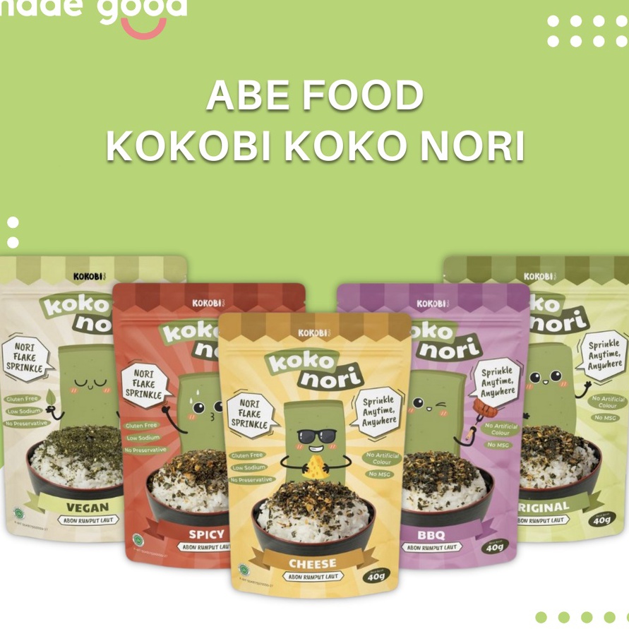 

GBCS961 C6369 Abe Food Kokobi Koko Nori Abon Nori Rumput Laut Tabur 4gr