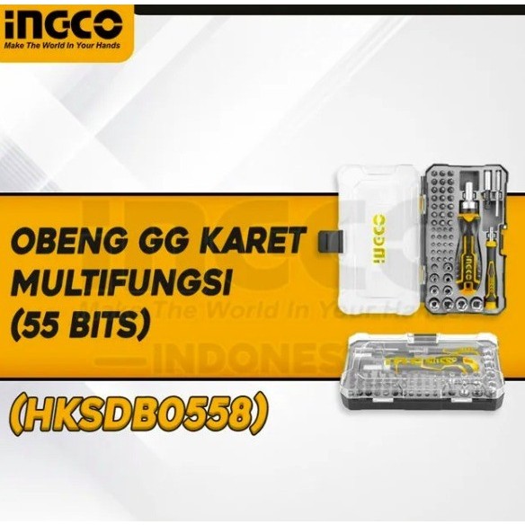 Obeng Presisi Tool 55-Pcs Precision Screwdriver Set INGCO HKSDB0558