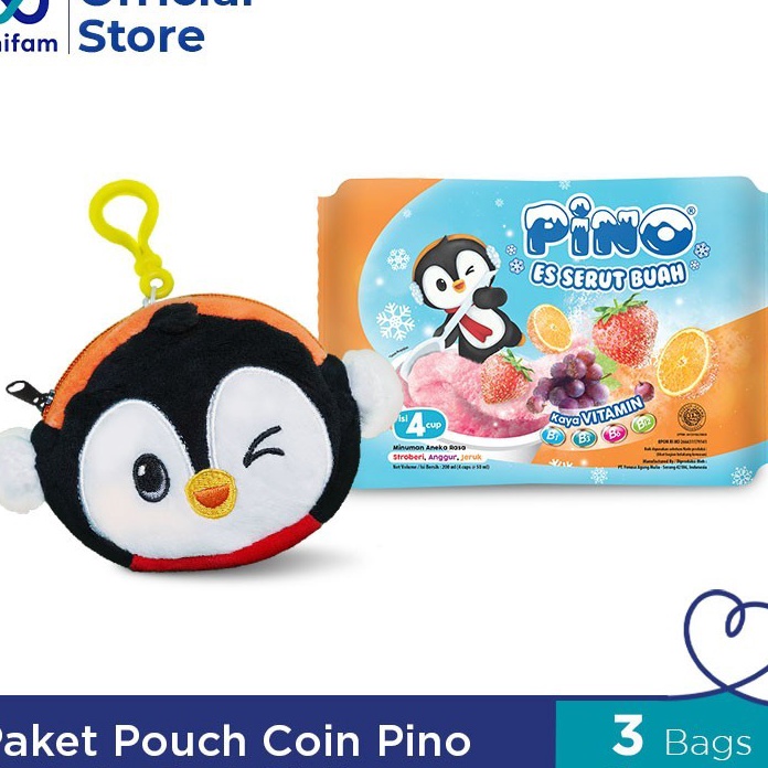 

MGVY4364 ORIGINAL Paket Pouch Coin Pino Pino Es Serut Buah 3 Bag 1 Bag isi 4 Cup 5ml Pouch Coin Pino Es Serut Rasa Anggur Stroberi Jeruk