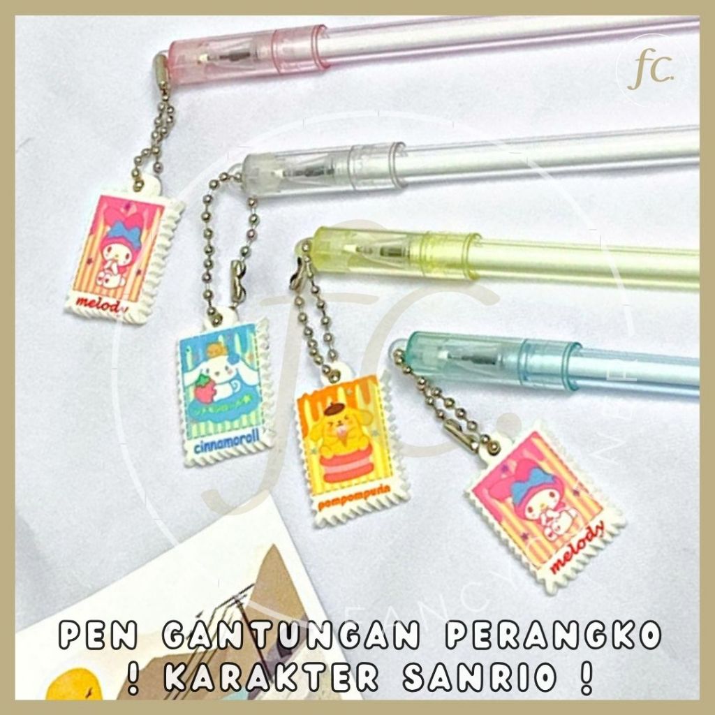 

Pen / Pulpen Gel Gantungan Papan Nama Perangko Mini Karakter Kartun Jepang Sanrio Hello Kitty Cinnamoroll Pompompurin My Melody Stamps Lucu Alat Tulis Tinta Hitam Souvenir Hampers Hadiah ATK Alat Tulis Anak Murah Harga Grosir Ready COD